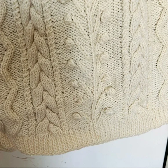 VINTAGE Cable Knit Icelandic-Chunky-hand-knitted-Beige-Fisherman-Sweater… - Picture 9 of 10